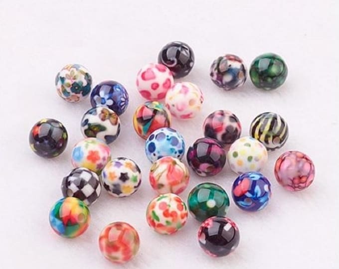 10pc 10mm Spray Painted Acrylic  Beads Round in mix color-TFB10