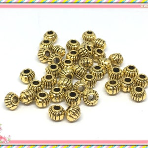 24PC 4.5mm antique gold metal alloy pumpkin style beads-LV86X
