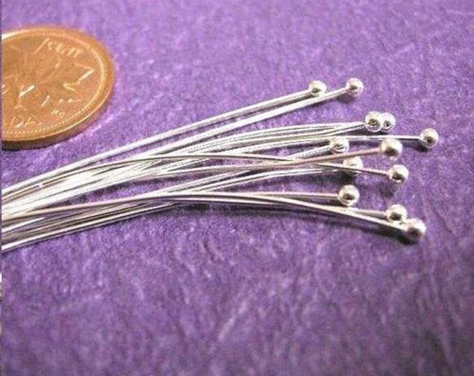 50pc 30mm bright silver finish round ball head pins gauge 22-7606