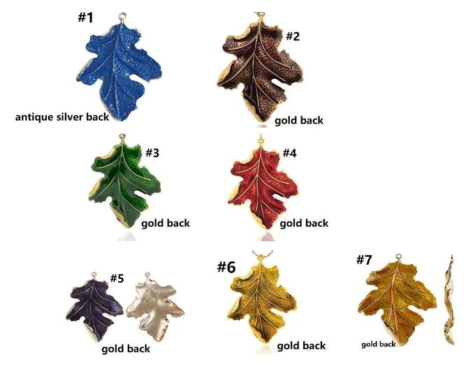 1pc 67x51mm zinc alloy enamel leaf pendant-pls pick a color