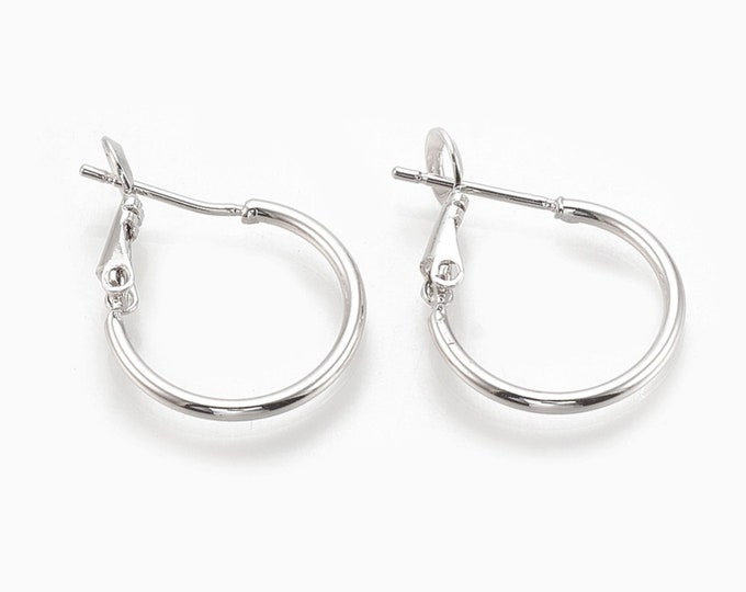 2 Pairs(4 pieces) Brass Hoop Earrings Findings Platinum Look Nickel Safe- Pls pick a size