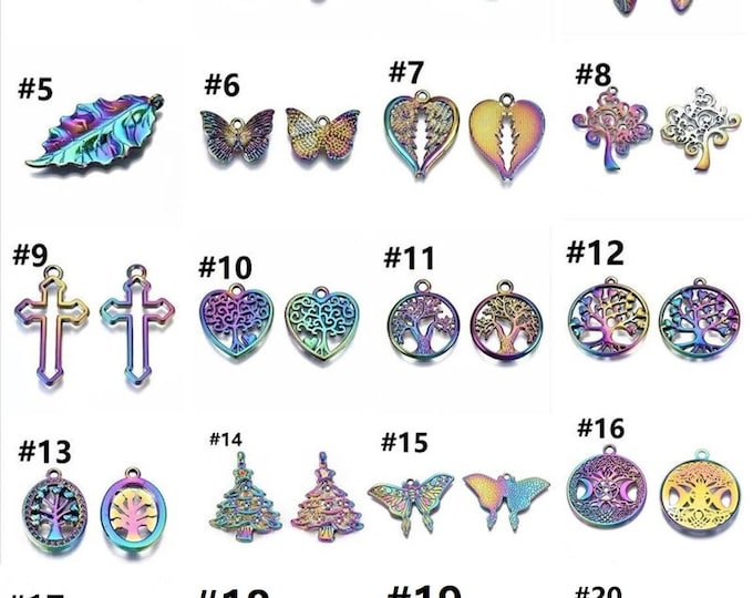 4pc rainbow multi color metal alloy pendant F029-pls pick a style