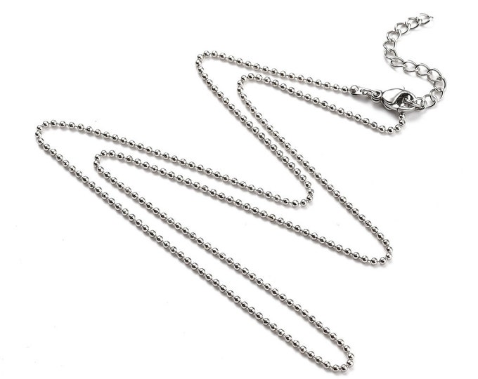 Wholesale 10pcs  19.8 inches 1.5mm Stainless Steel  Ball Chain Necklaces with extension-rm15