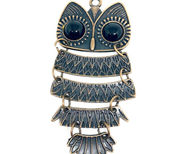 2pc 82x42mm antique copper finish metal alloy owl pendant-BB26C