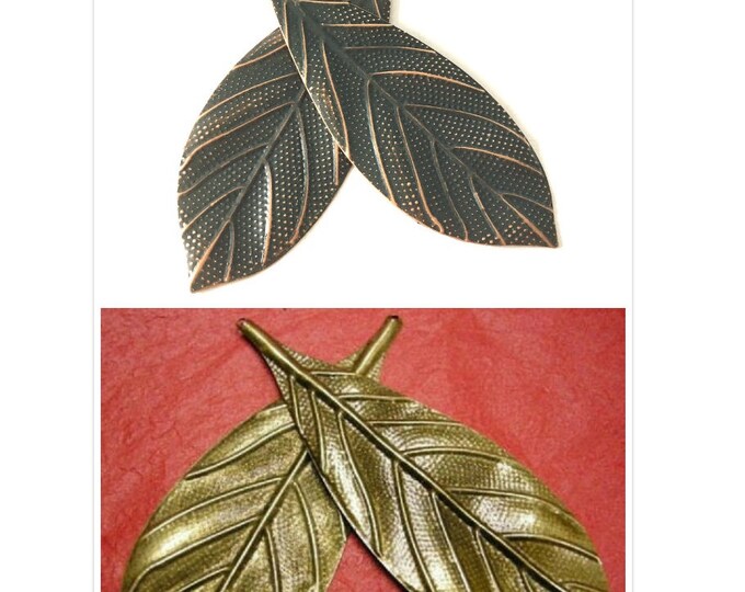 6pc 90x32mm antique finish filigree leaf pendant-pls pick a color