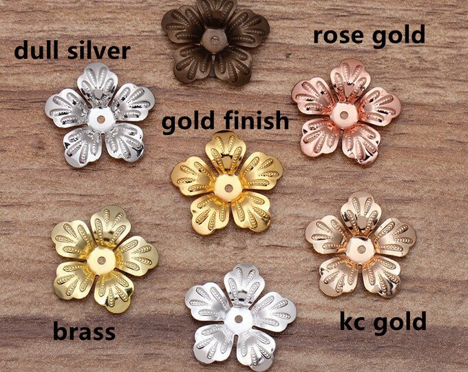 10pc 20mm brass made flower shape bendable bead caps-pls pick a color