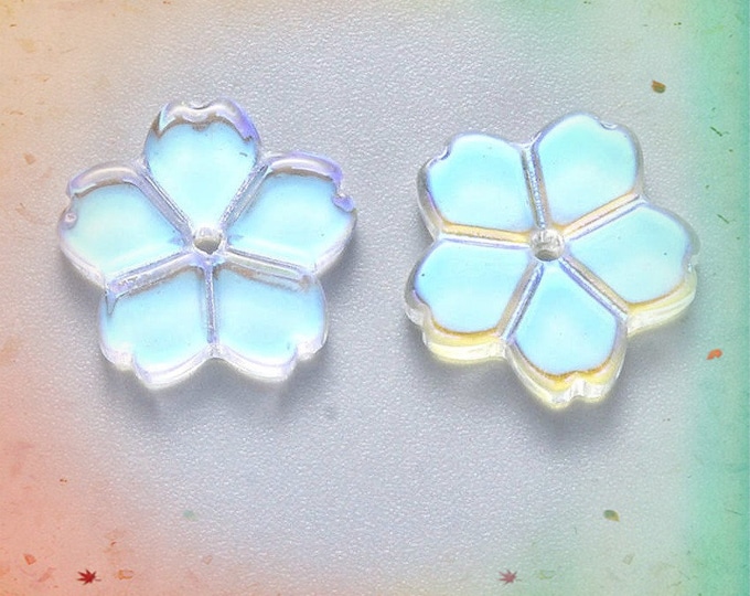 10PC AB colored 12mm Flower Shape Transparent Glass Beads-FH118