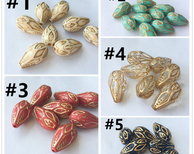 12pcs 20x12mm faceted teardrop shape gold accent acrylic Beads -Pls pick a color