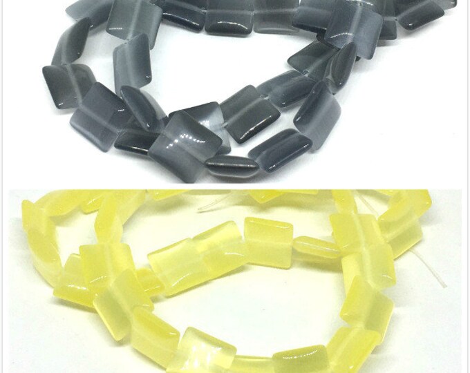 1 strand  38 pieces 10mm cat eye flat square shape glass beads-Pls pick a color
