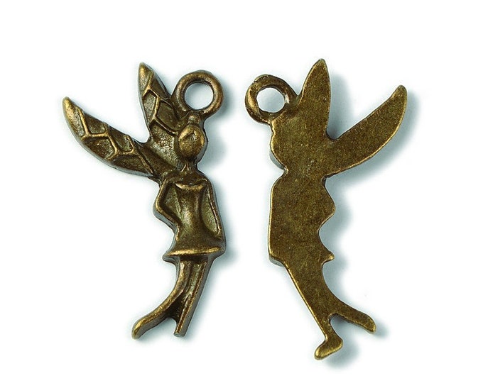 8pc 24x14mm antique bronze finish metal fairy tail lady pendants-1000A