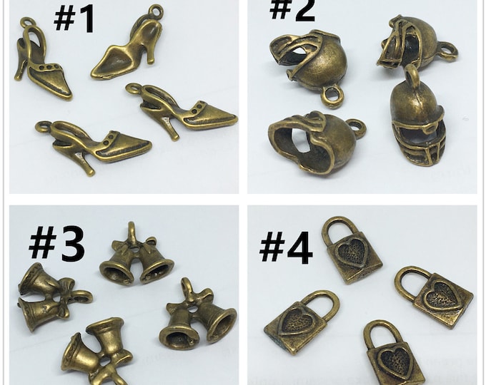 4pc antique bronze finish metal alloy pendants-pls pick a style