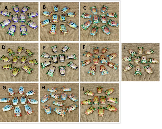 2pc 20X15mm Cloisonne Owl PendantsLL196-pls pick a color