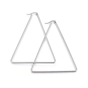 2 pairs  Triangular shape stainless steel earring hoops  -Pls pick a size