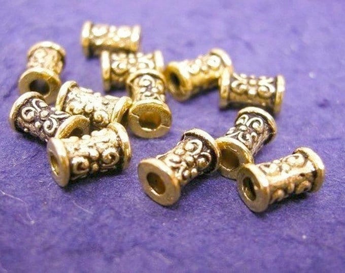 12pc 7x5mm antique gold finish metal fancy bead-977