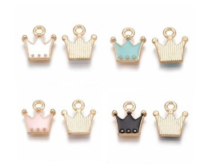8pc 11.5x10.5mm crown metal enamel charms bak141g- pls pick a color