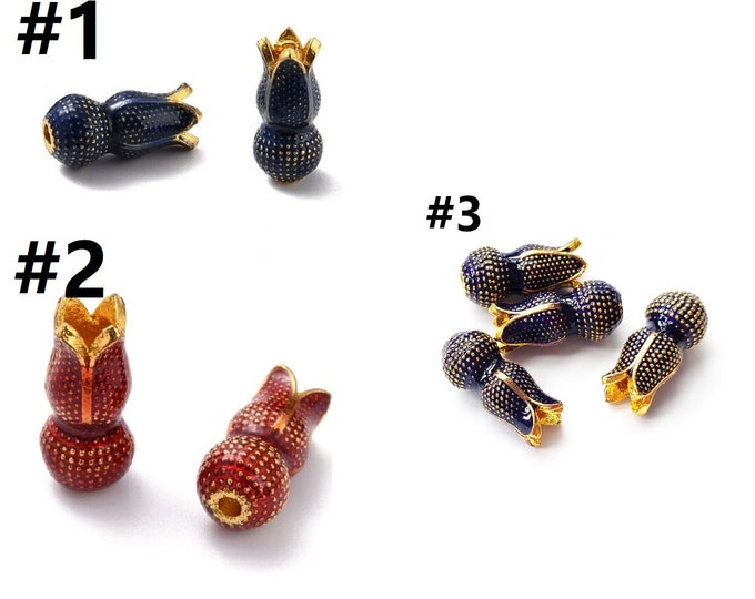 10pc 16x7.5mm  enamel flower metal bead caps-pls pick a color