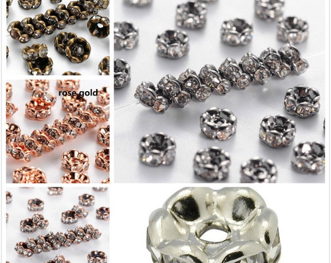10pc 7mm  copper made rhinestones beads-pls pick a color