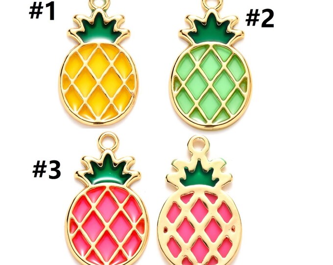4pc 27x16mm metal with Epoxy Resin pineapple pendants R388-pls pick a color