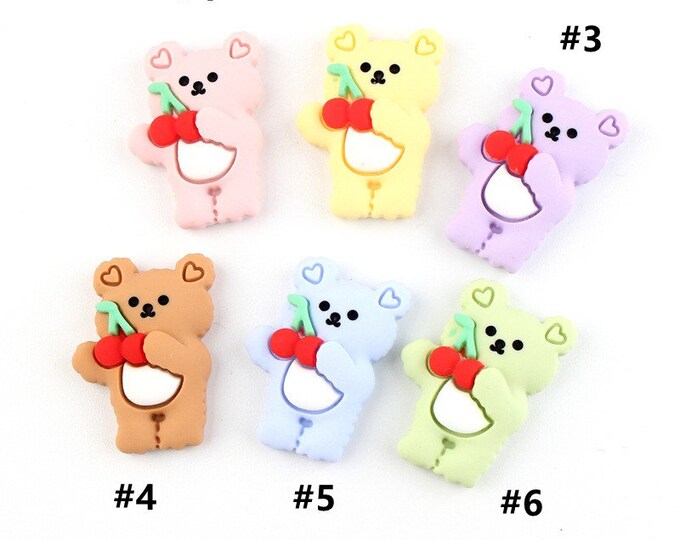 6pcs 28x20mm resin made teddy bear cabochons Flatback R512-pls pick a color