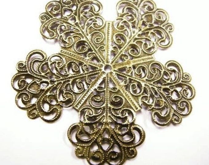 6pc antique bronze metal filigree wraps-4170