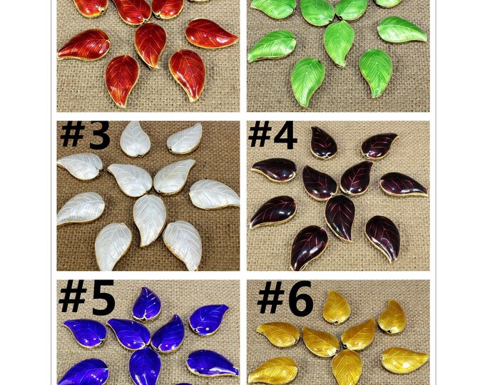 2pc 27x17mm Cloisonne Maple Leaf beads R78-pls pick a color