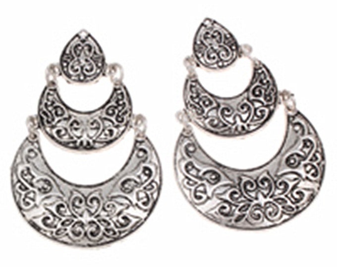 2pc 61X37mm antique silver finish Teardrop Pendants-4802K