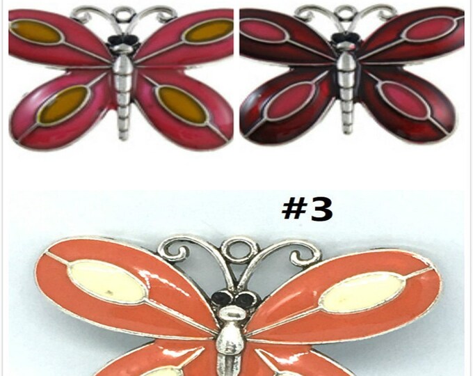 1pc zinc alloy 65x51mm butterfly shape enamel  pendant -pls pick your color