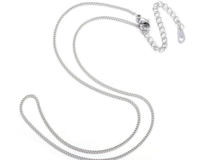 Wholesale  10pc of  16.1 inches stainless steel Curb Chain Necklaces with 2 inch extensions -LL1396