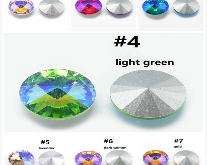 8pc 8mm Pointed Back Glass Rhinestone Cabochons- pls pick a color