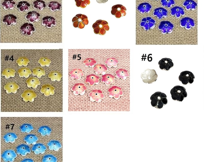 4pc 8mm  Cloisonne Bead Caps-pls pick a color