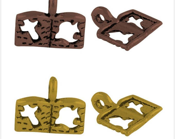 Sale- 15pc 11x11mm antique  finish book metal charms-pls pick a color available in antique gold or copper