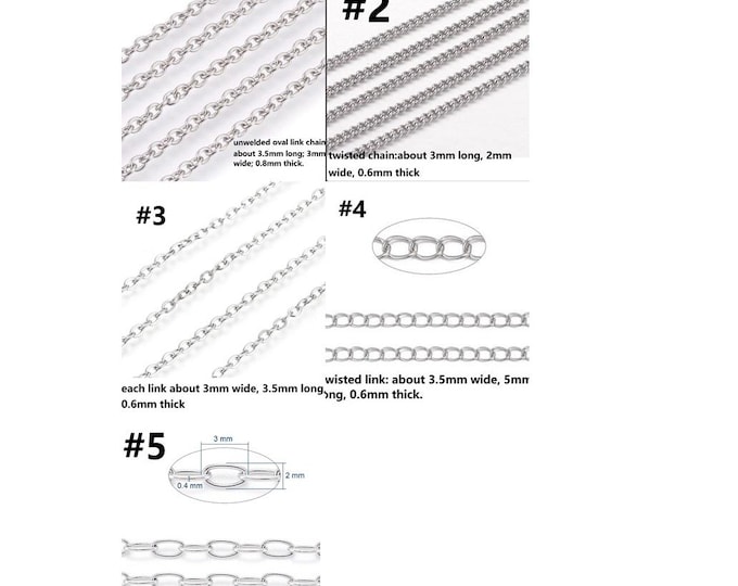 Wholesale 10 meters  stainless steel  link chain on paper card-pls pick a style
