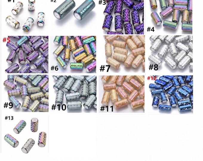6pc 20x10mm Electroplate Tube Style Glass Beads-Pls pick a pattern