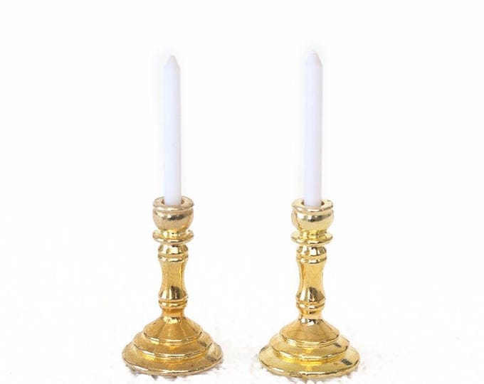 1 pair(2pcs) Dollhouse Alloy Candle Holder Miniature Ornaments