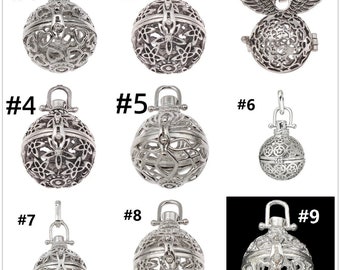 2pc flower pattern metal prayer box bead cage pendant-pls pick a pattern