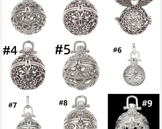 2pc flower pattern metal prayer box bead cage pendant-pls pick a pattern
