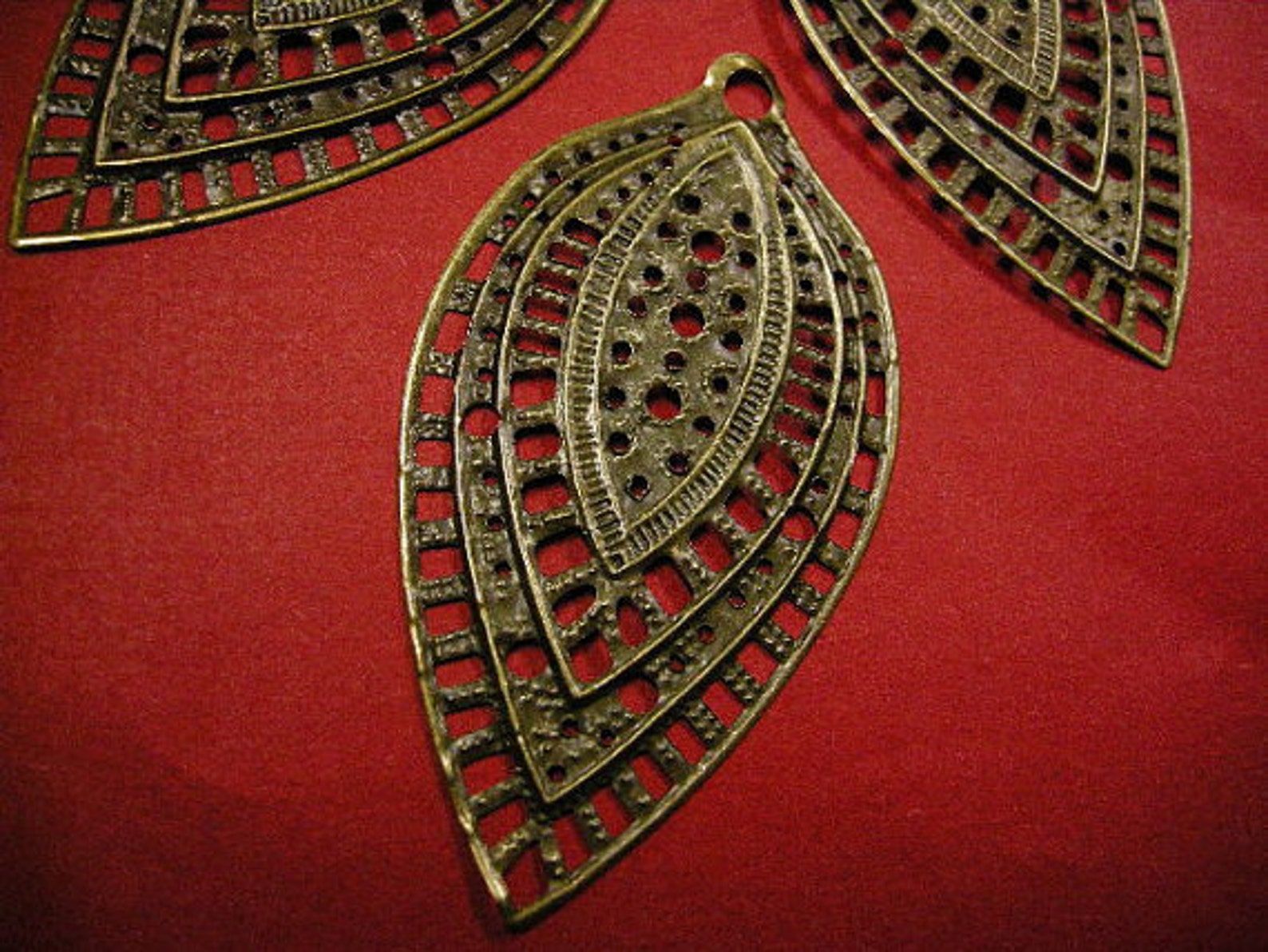 4pc Antique Bronze Metal Leaf Pendant4552 Etsy