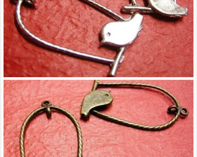 4pc antique finish metal bird pendant-pls pick a color