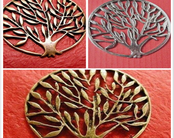 2pc antique finish metal round tree pendant-pls pick a color