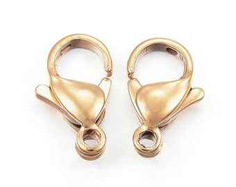 10pcs stainless steel lobster clasps in gold finish -pls select a size