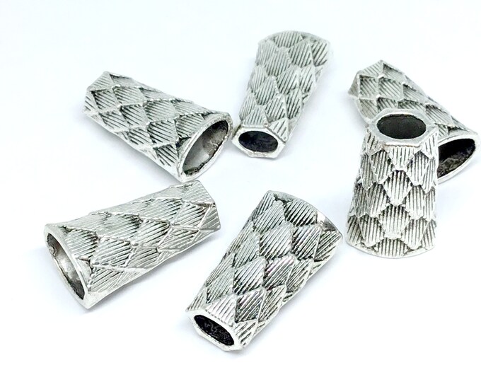6 pc 23x13mm antique silver finish flat cone shape metal bead caps-BB50