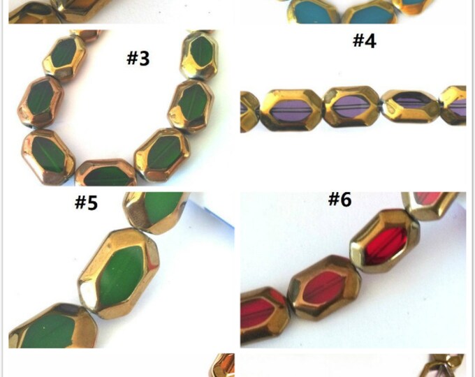 12pc 16x11mm copper plated  flat  glass beads-pls pick a color