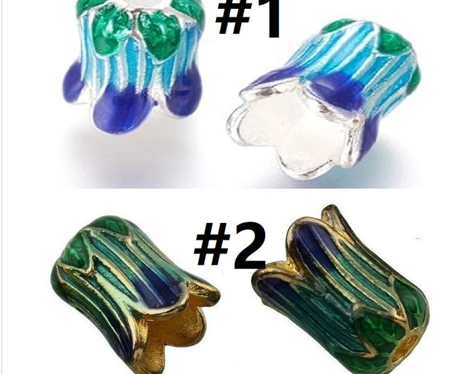 10pc 10x9mm  enamel flower metal bead caps-pls pick a color