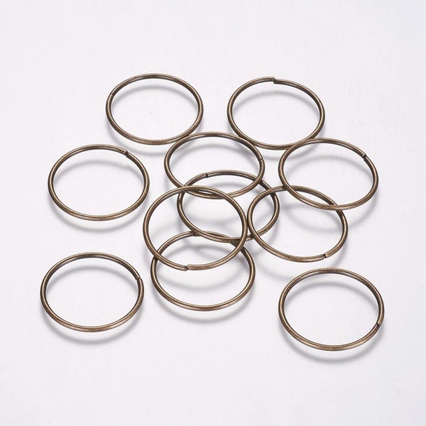 12pc 27mm antique bronze finish soldered jump rings-10919