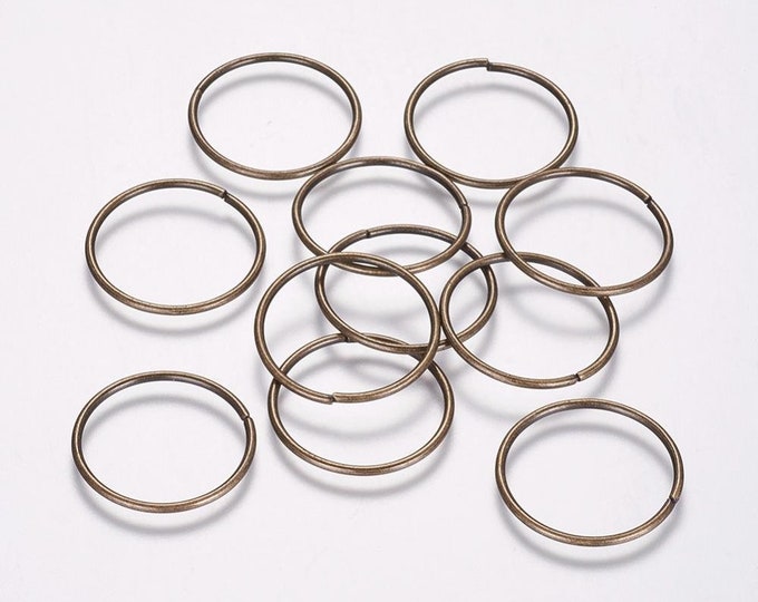 12pc 27mm antique bronze finish soldered jump rings-10919
