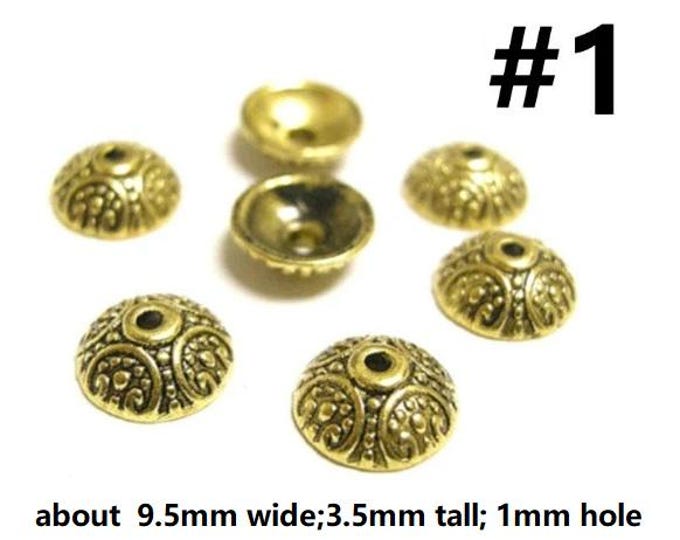 24pc antique gold finish metal bead caps-pls pick a style