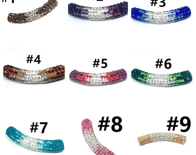 1pc fashion tube rhinestone pave beads for jewelry making brass tube FZ120-pls pick a color