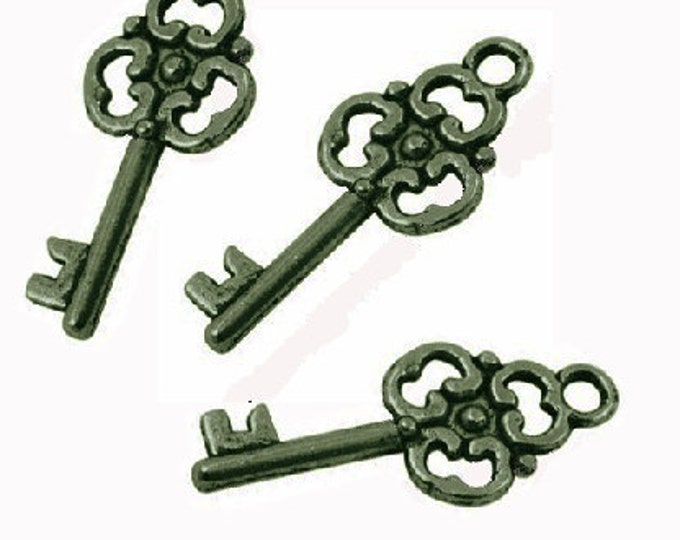 12pc 23x9.5mm antique bronze finish metal key charms-3038