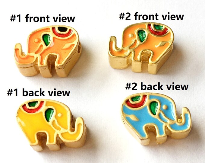 2pc metal alloy with enamel double tone elephant beads 13x8.5mm-pls pick a color