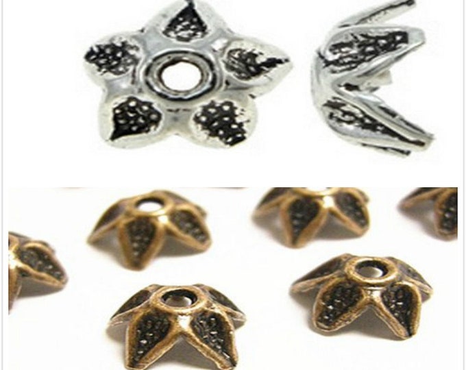 24pc 9mm antique finish metal bead caps-pls pick  a color